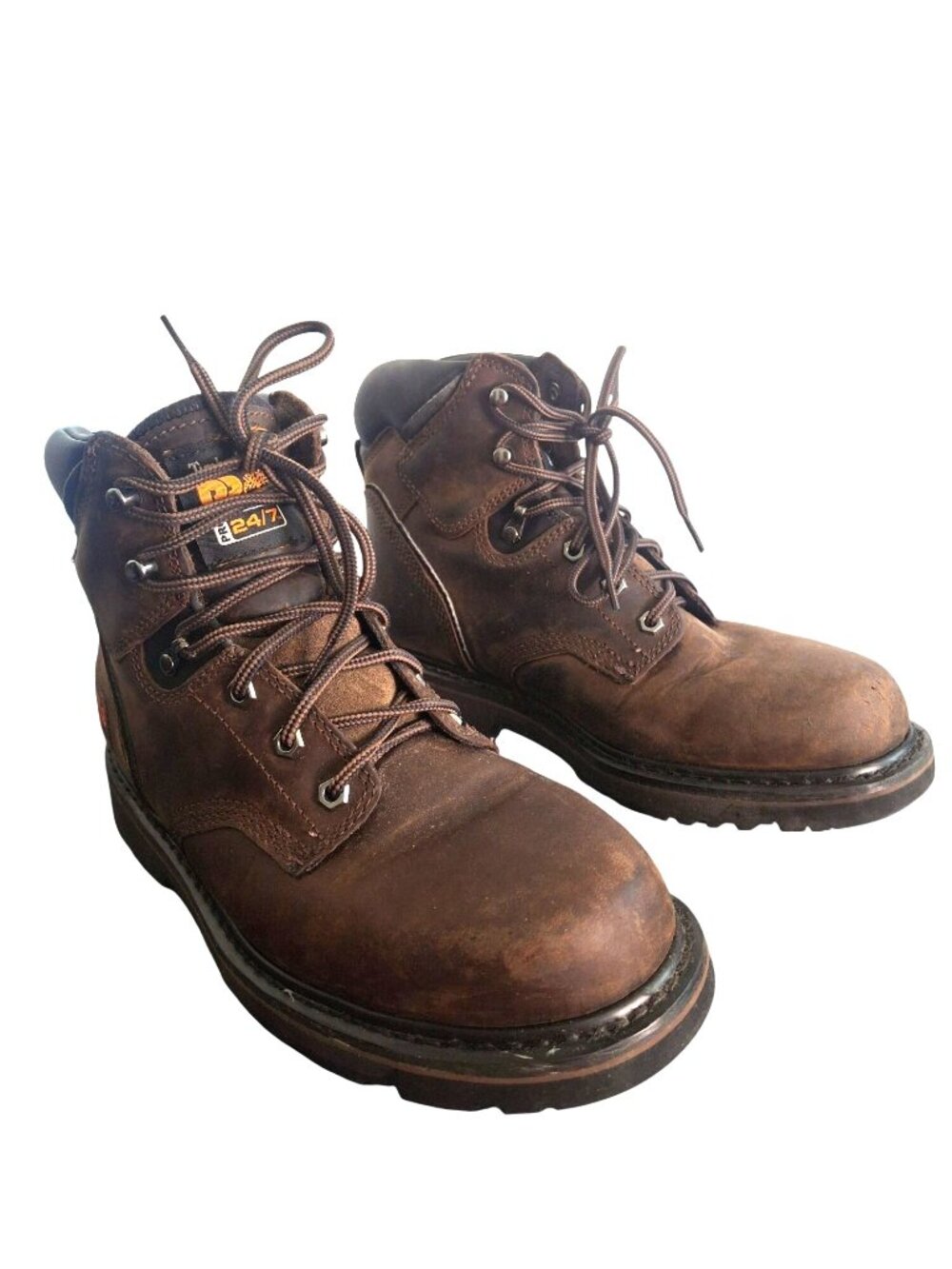 Timberland PRO Mens 6" Pit Boss Soft Toe Work Boots Brown Leather Size 9M.*SH14